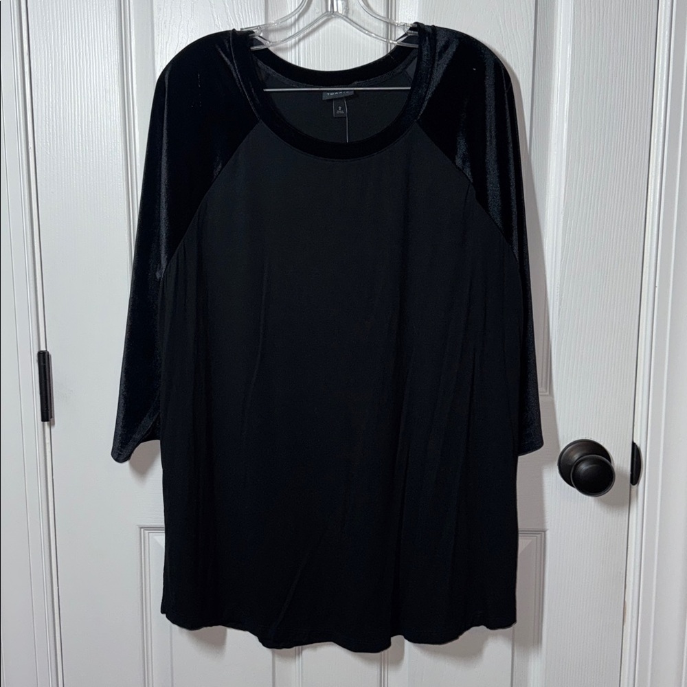 Torrid Black Velvet Sleeve Top